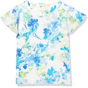 Calvin Klein womans Floral Print T-Shirt - Blue and Green